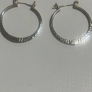Elegant Sterling Silver 925 Hammered Hoop Earrings